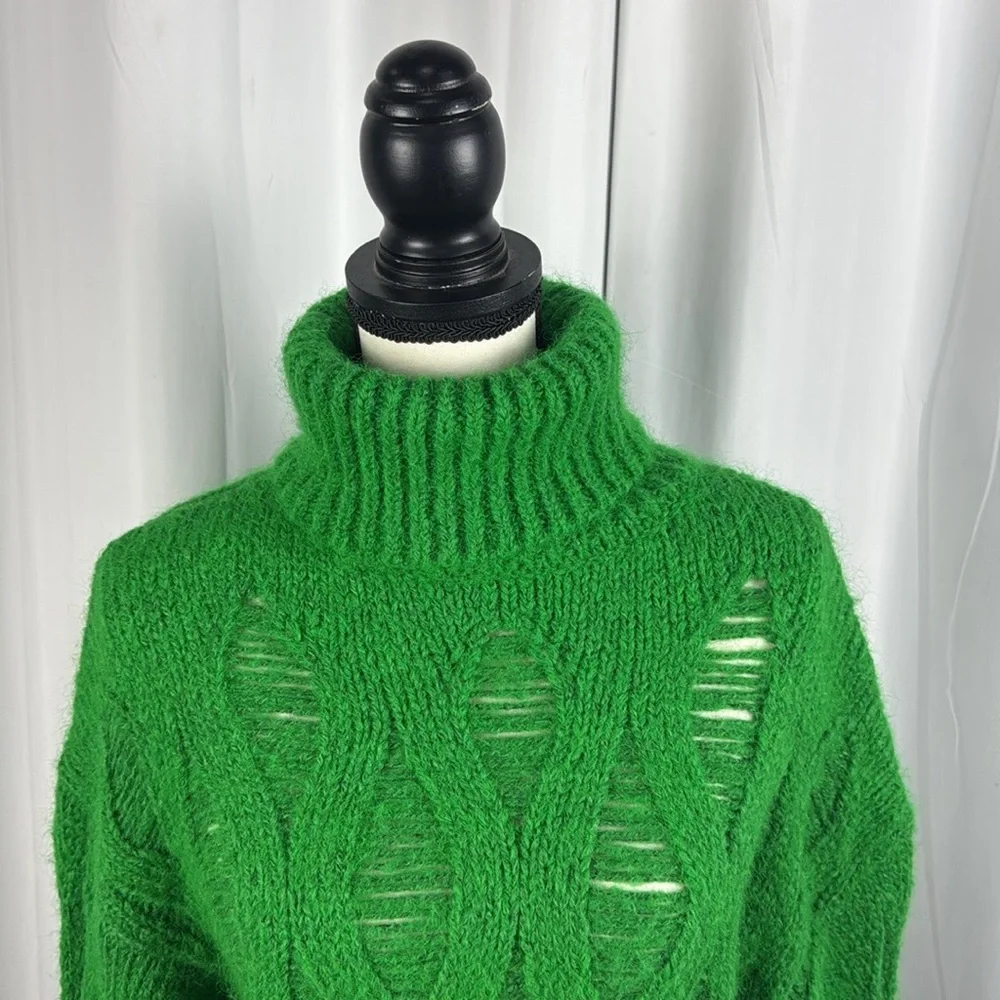 NWOT ZARA Green Crop Turtle Neck Sweater Sz M - Picture 8 of 14